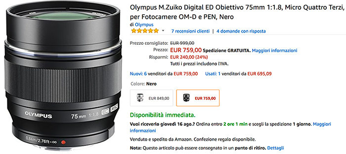 New Eu Deals Olympus 75mm F18 For 759 Euro And Gx80 Kit