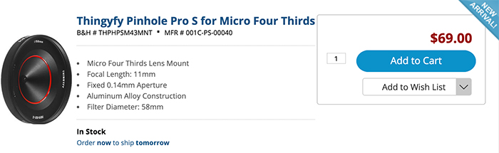 Thingyfy Pinhole Pro Para Micro Four Thirds 
