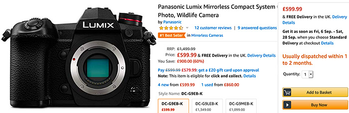ethiek schot Gelukkig Super deal in Europe: Panasonic G9 for 599 pounds only at Amazon UK – 43  Rumors