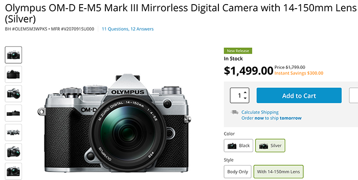 E-M5 Mark III now in Stock in the USA and $300 off with 14-150mm lens ...