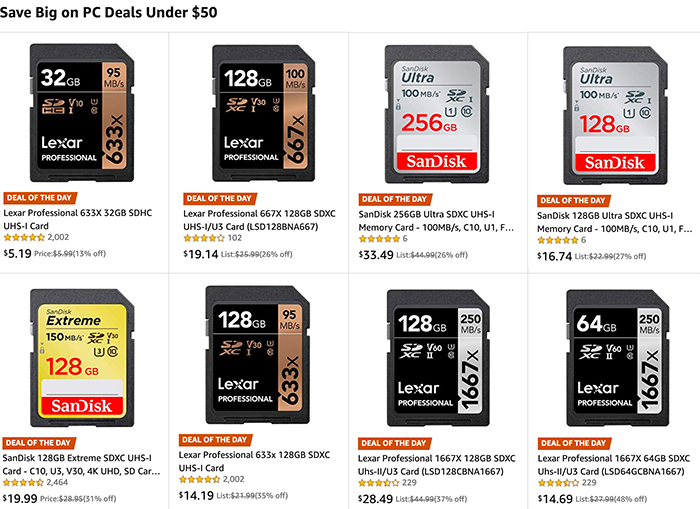 Today only Save big on Sandisk/Lexar SD cards at Amazon 43 Rumors