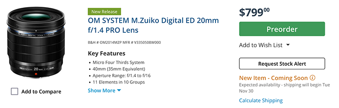 OM System M.Zuiko Digital ED 20mm F1.4 PRO Review